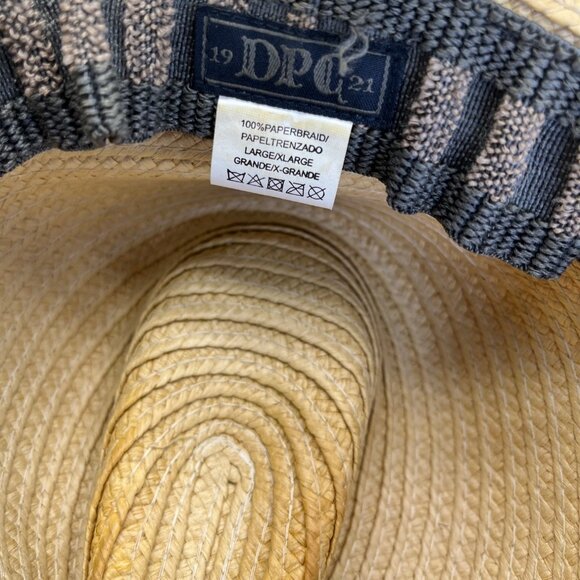Mens Dorfman Pacific Co. Straw Fedora Hat With Black & Beige Striped Band - Picture 9 of 12